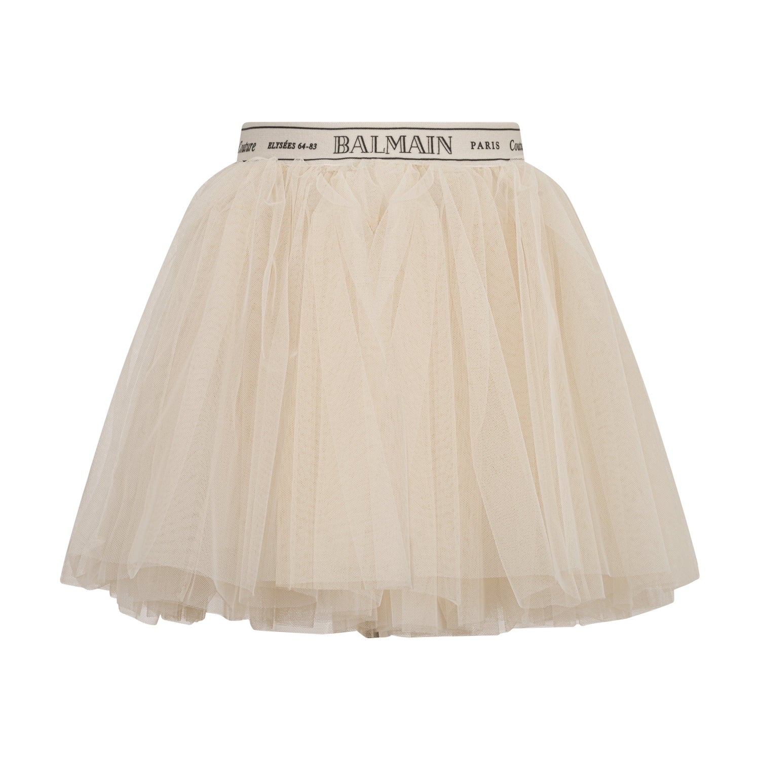 Layered Tulle Skirt with Logo-Elastic Waist for Children Balmain