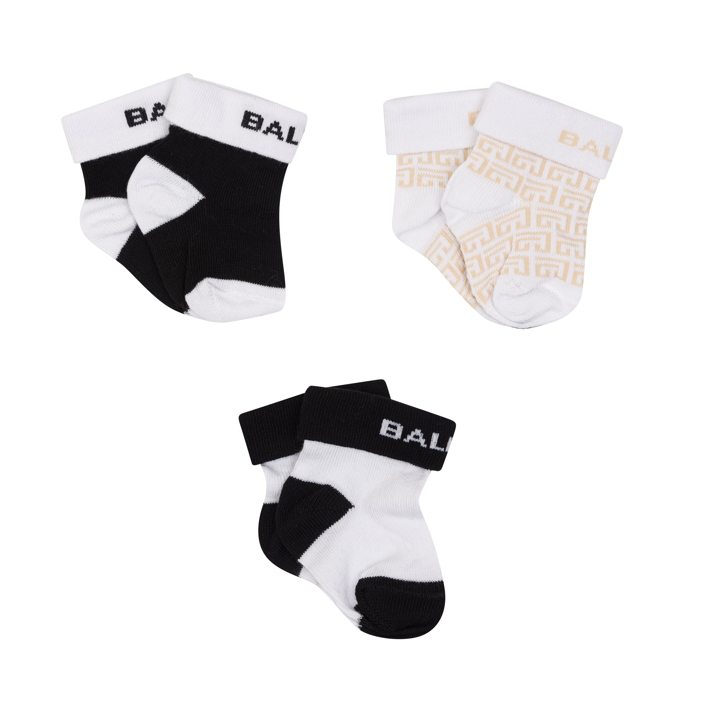 Kids Cotton-Blend Logo &amp; Monogram Sock Set Balmain