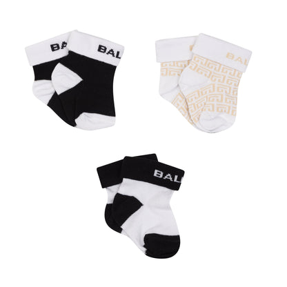 Kids Cotton-Blend Logo &amp; Monogram Sock Set Balmain