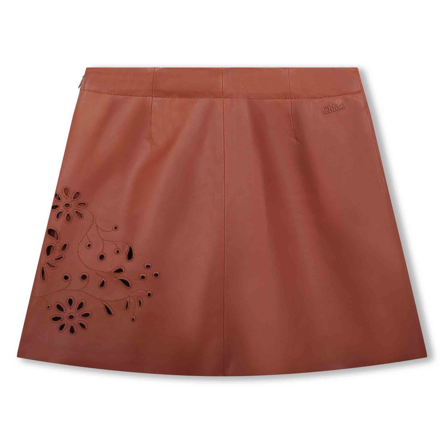 Leather Embroidered Skirt Chloe