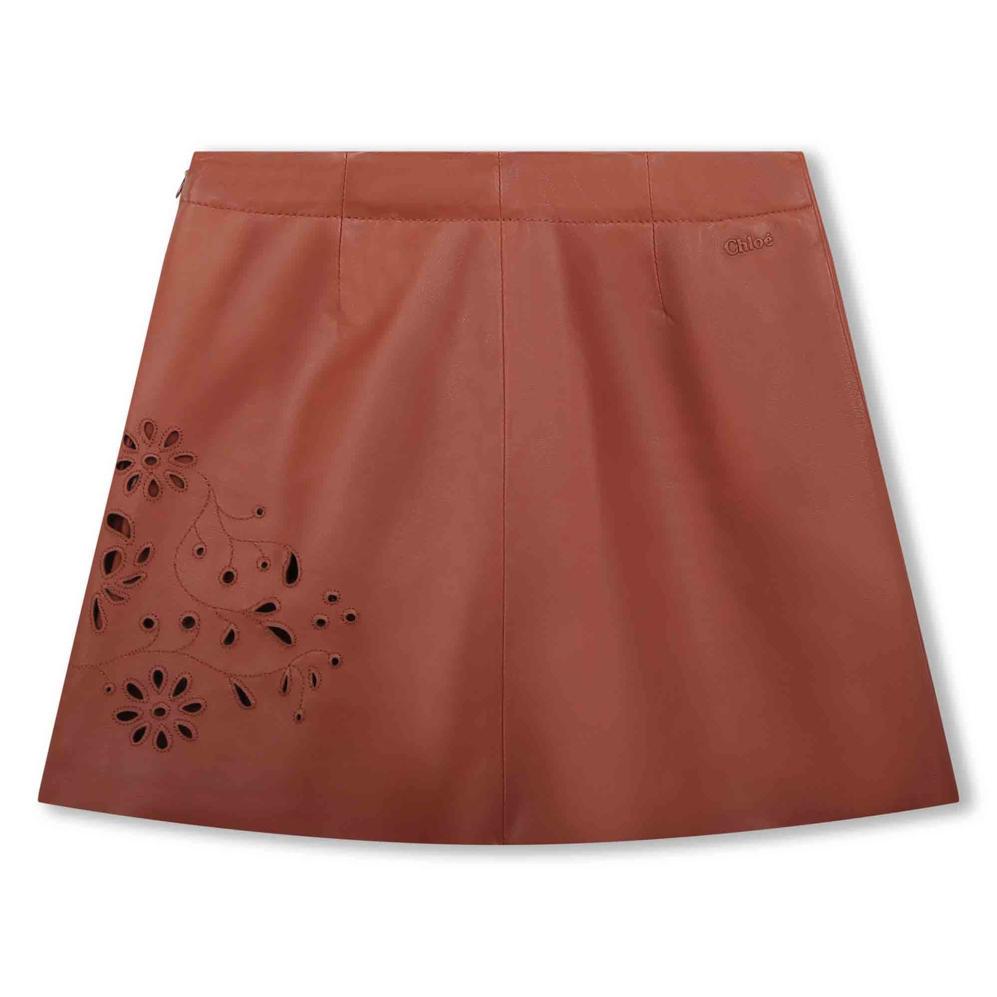 Leather Embroidered Skirt Chloe