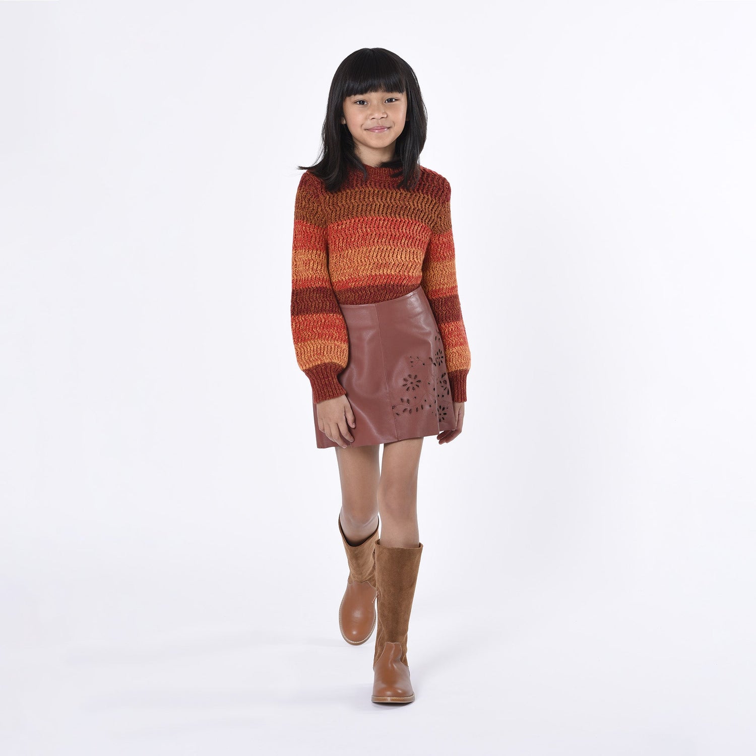 Leather Embroidered Skirt Chloe