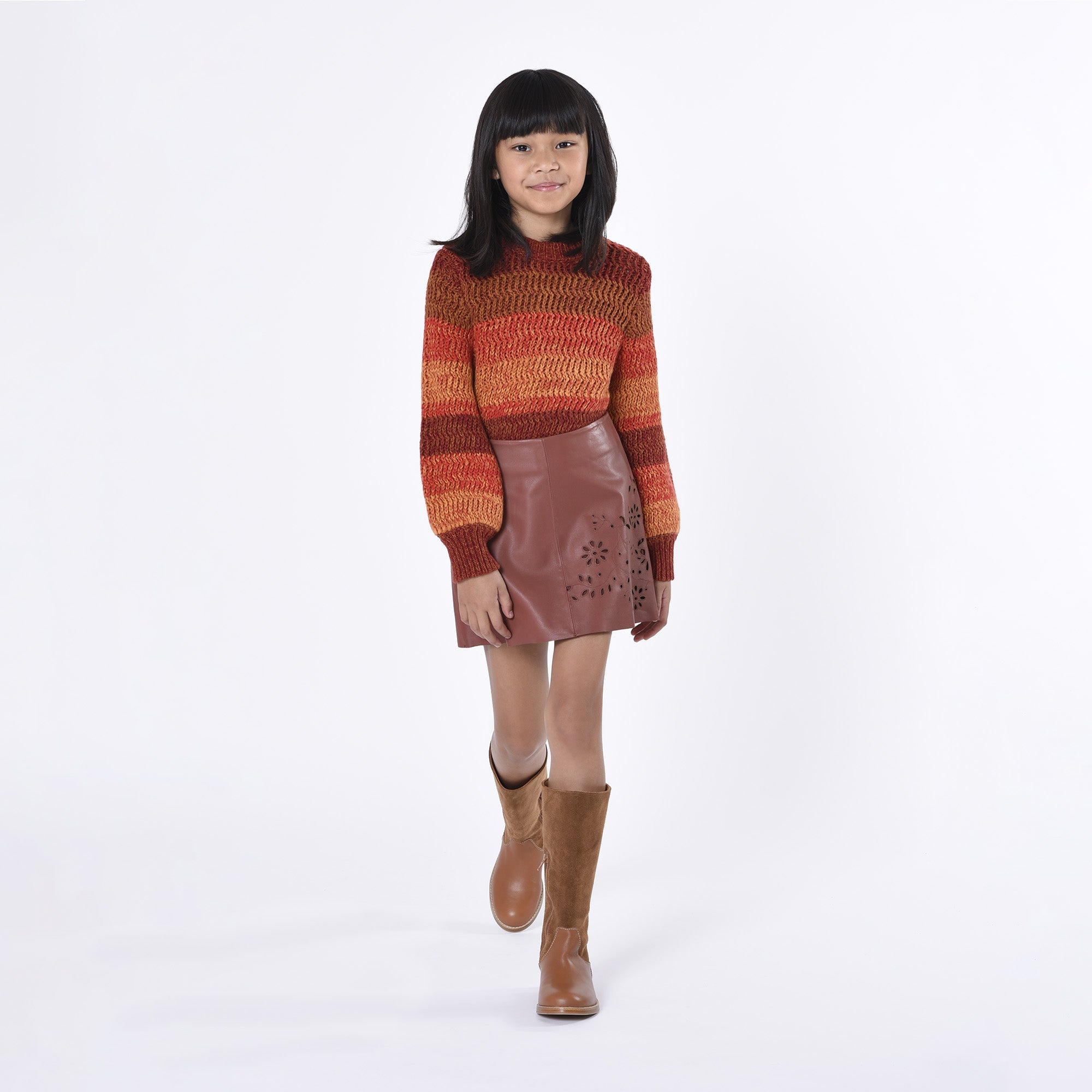 Leather Embroidered Skirt Chloe