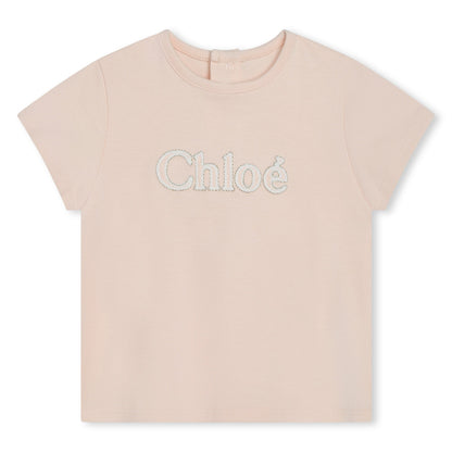 Organic Cotton Gold Embroidered Tee-Shirt Chloe