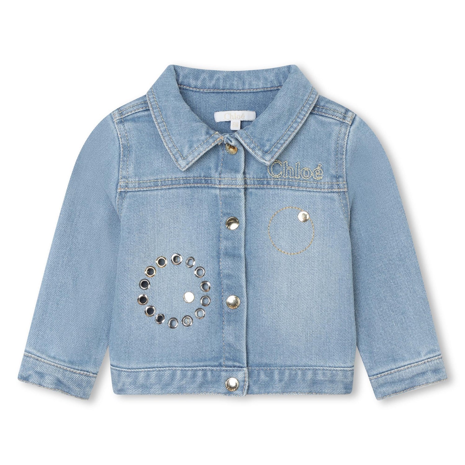 Embroidered Denim Jacket with Eyelet Details Chloe