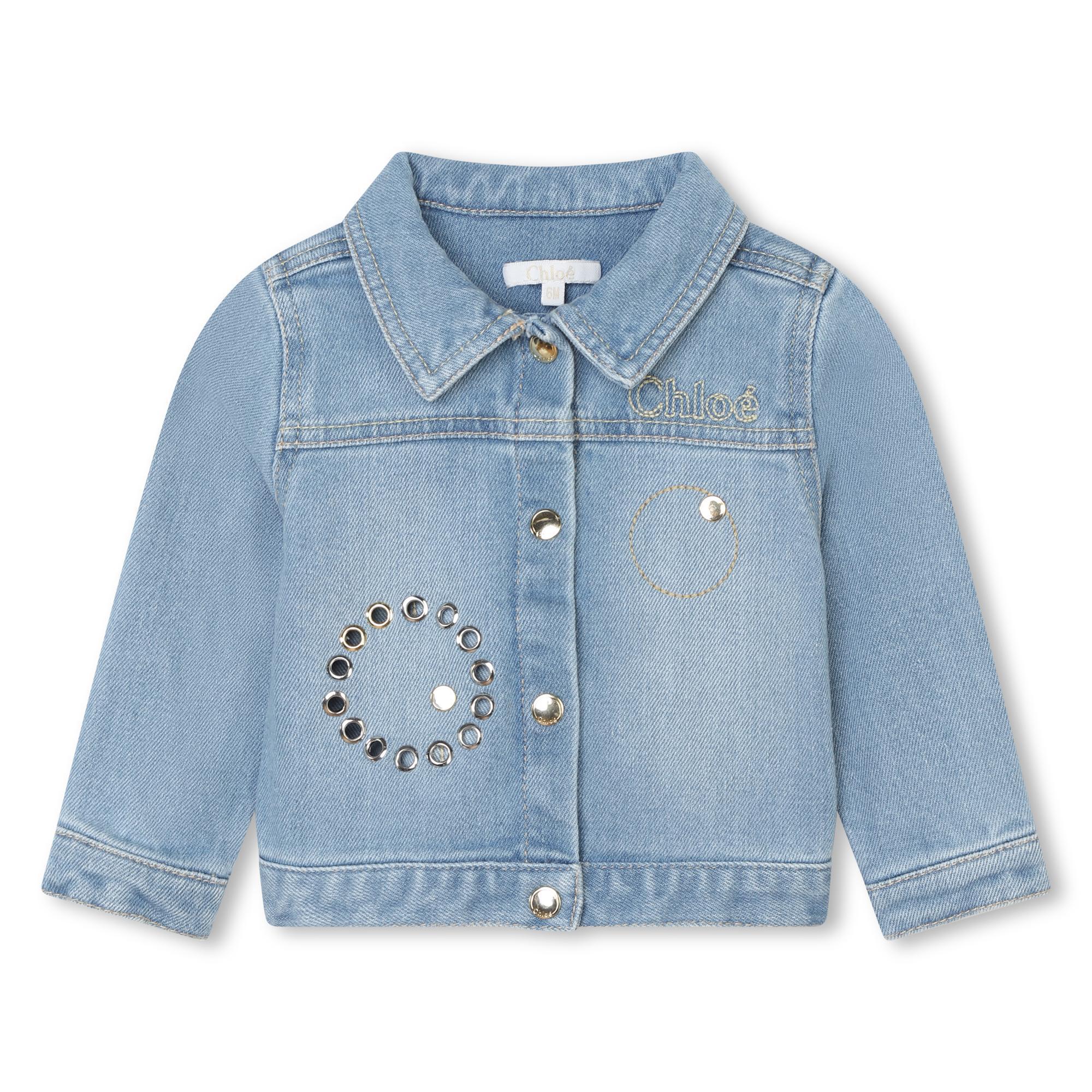 Embroidered Denim Jacket with Eyelet Details Chloe