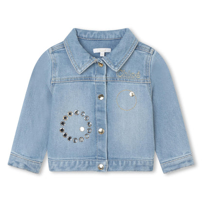 Embroidered Denim Jacket with Eyelet Details Chloe