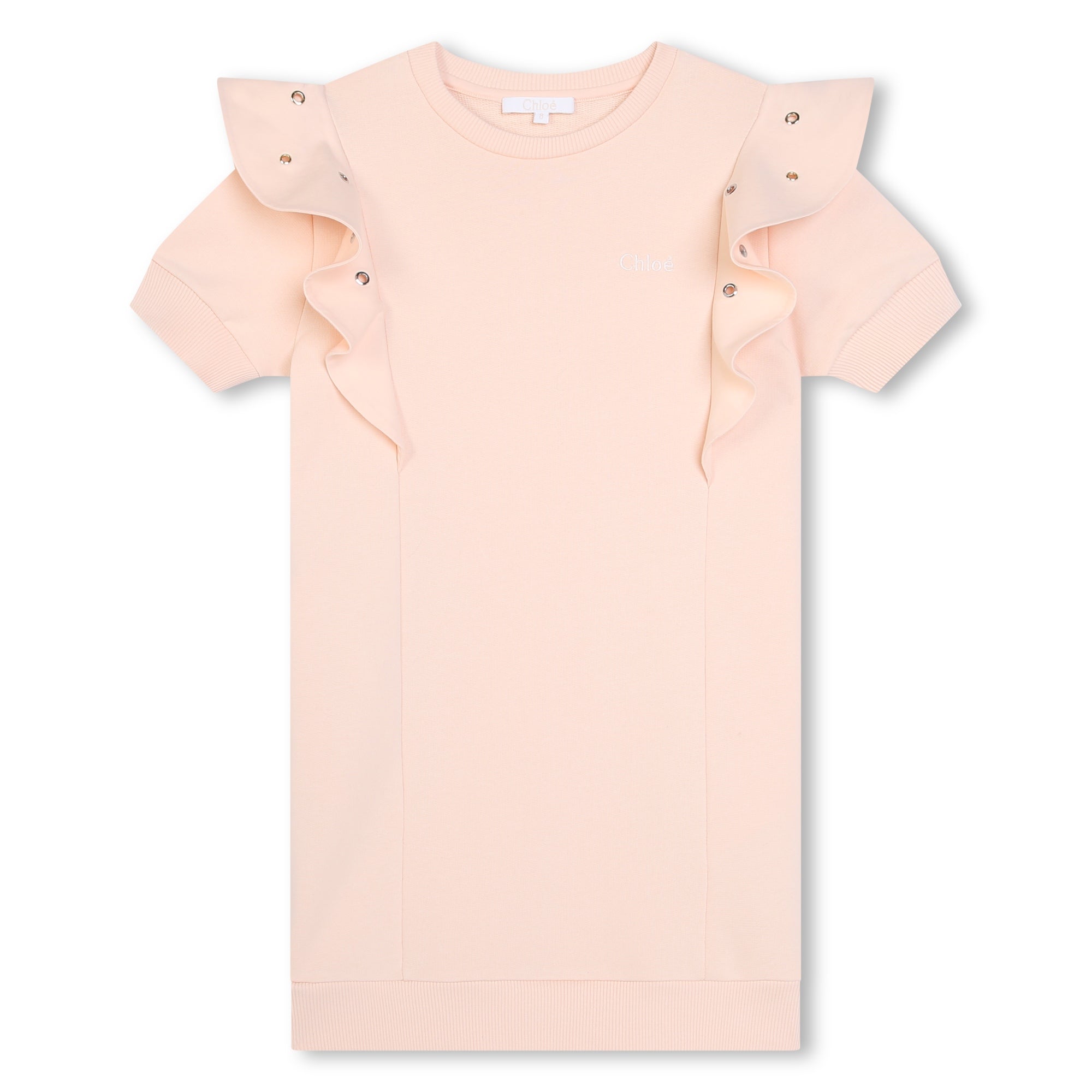 Short-Sleeved Terry Dress with Eyelet Ruffles Chloe