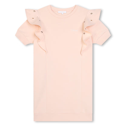 Short-Sleeved Terry Dress with Eyelet Ruffles Chloe