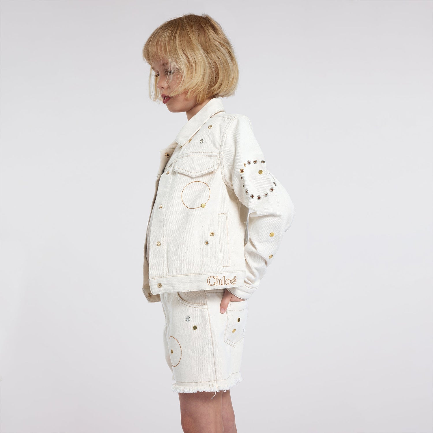 Chloé Five-Pocket Denim Shorts with Eyelet Detailing Chloe