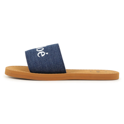 Denim Blue Aqua Slides Chloe