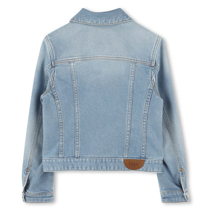 Baby Cotton Denim Jacket with Golden Trims Chloe
