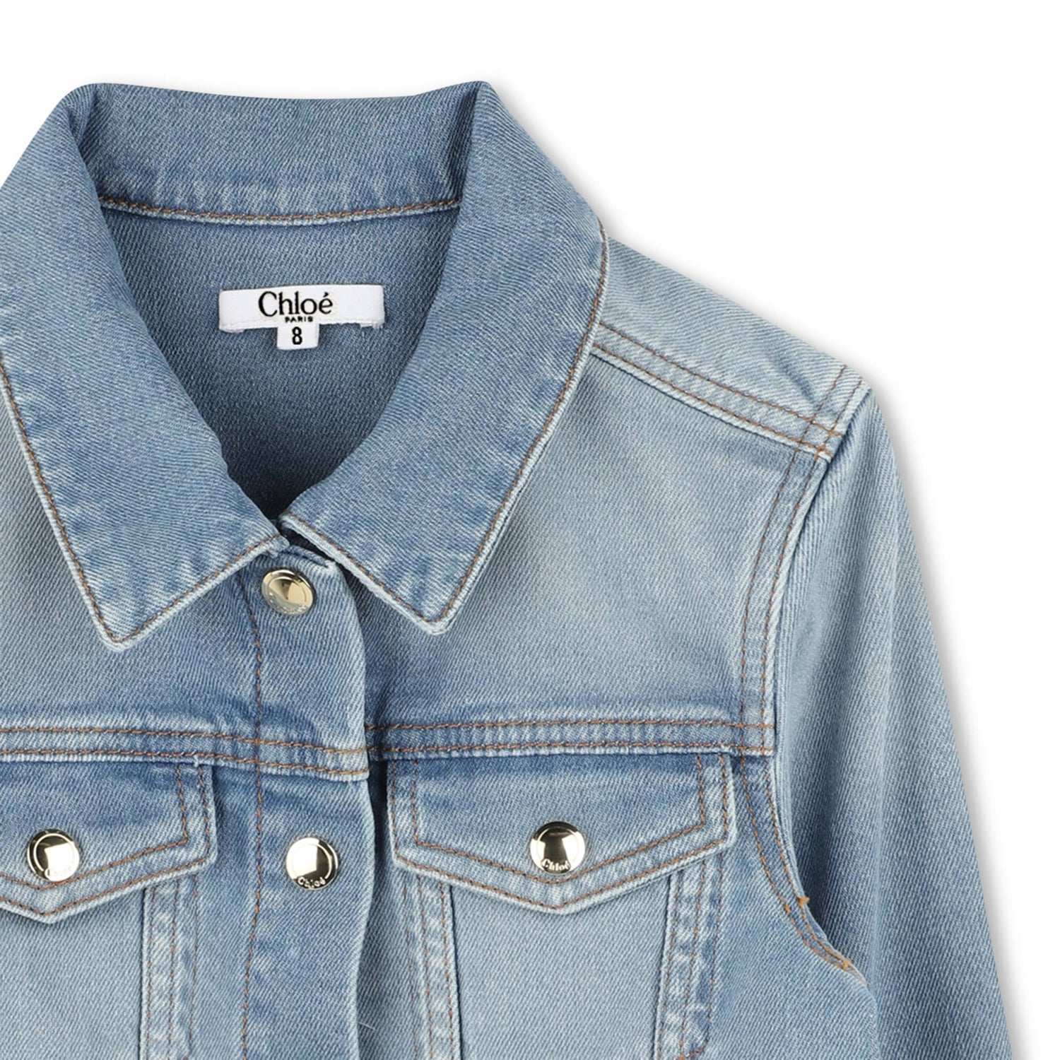 Baby Cotton Denim Jacket with Golden Trims Chloe