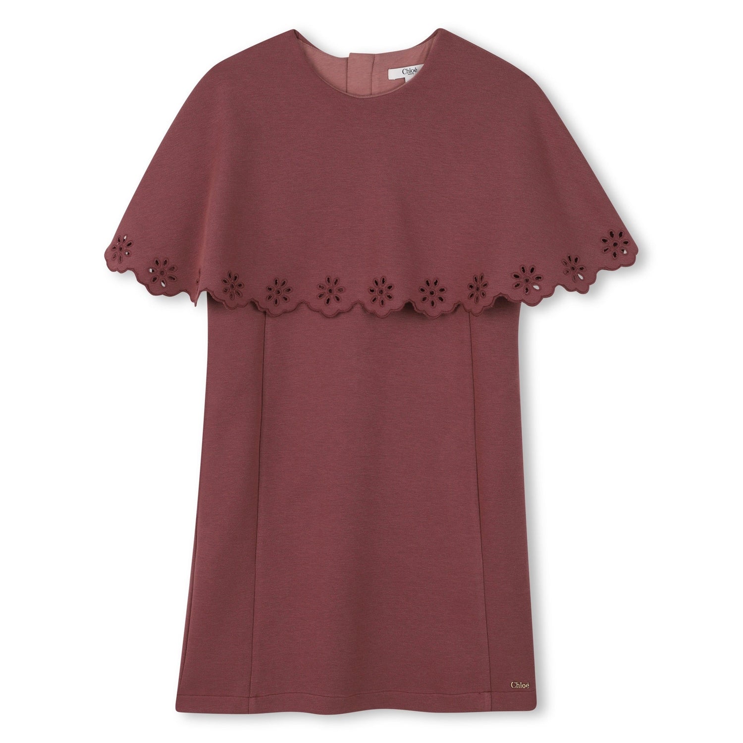 Milano Dress with Embroidered Cape and Gold Logo Plate Chloe