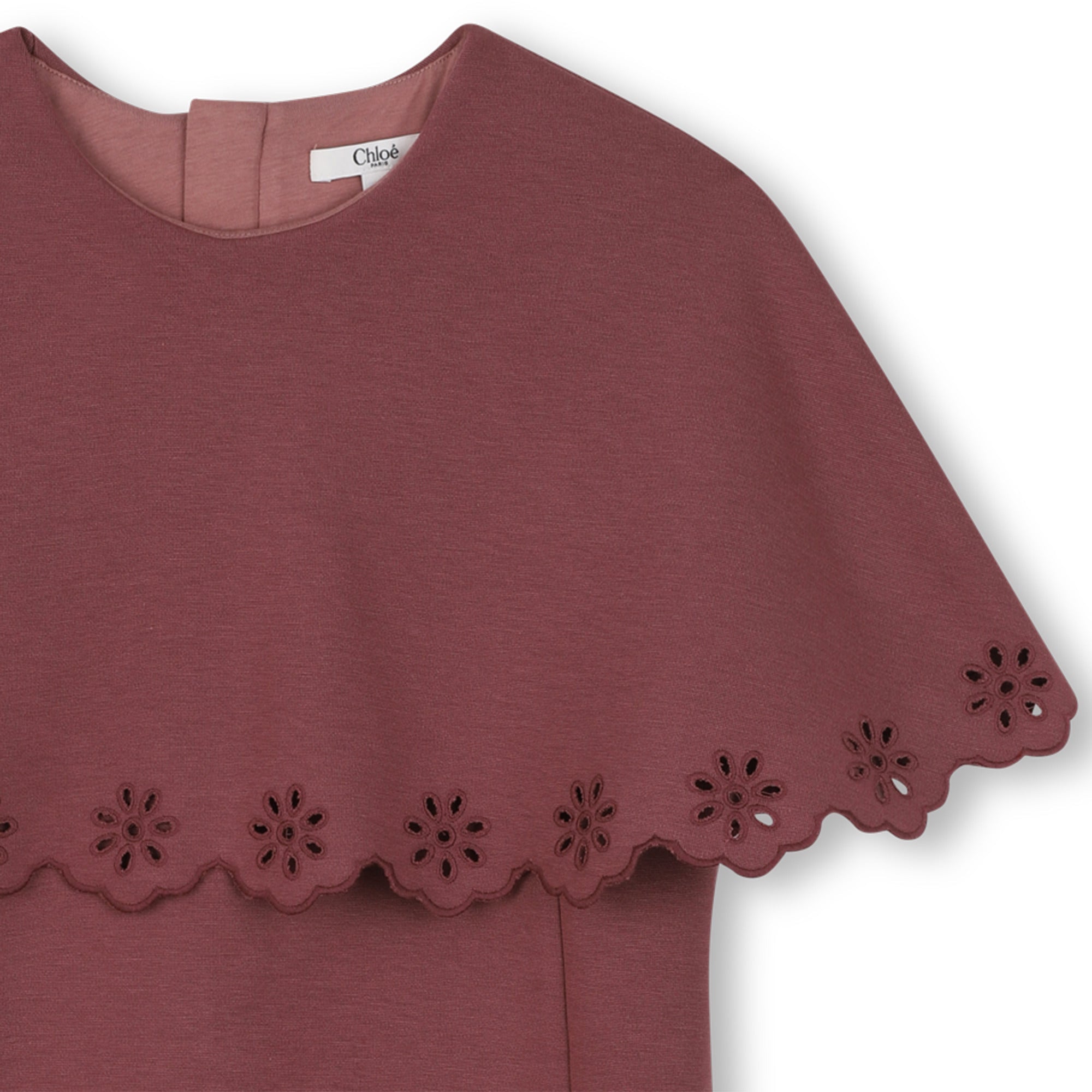 Milano Dress with Embroidered Cape and Gold Logo Plate Chloe