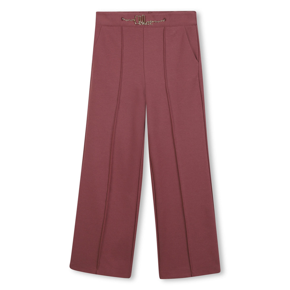 Milano Trousers with Elasticated Waist and Gold Chain Logo Detail Chloe