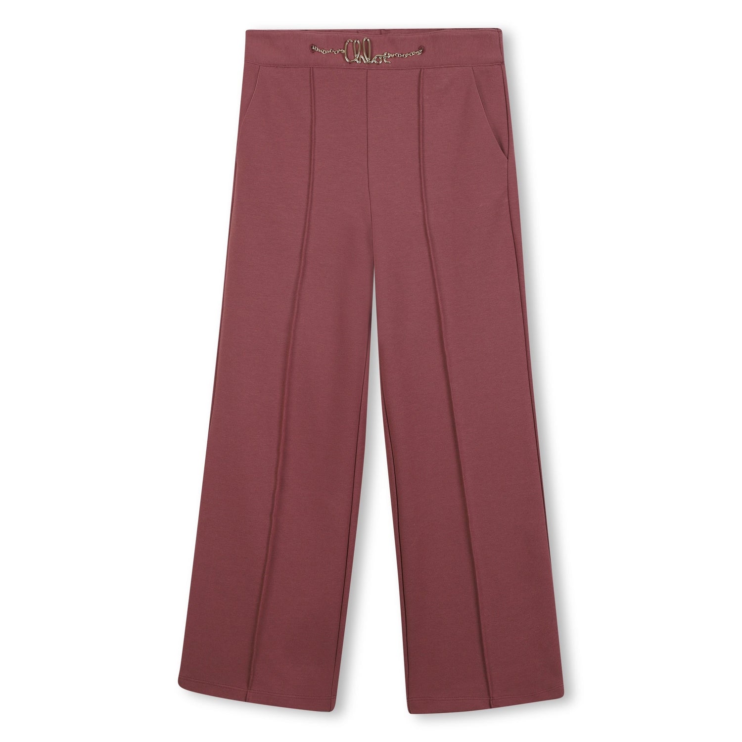 Milano Trousers with Elasticated Waist and Gold Chain Logo Detail Chloe