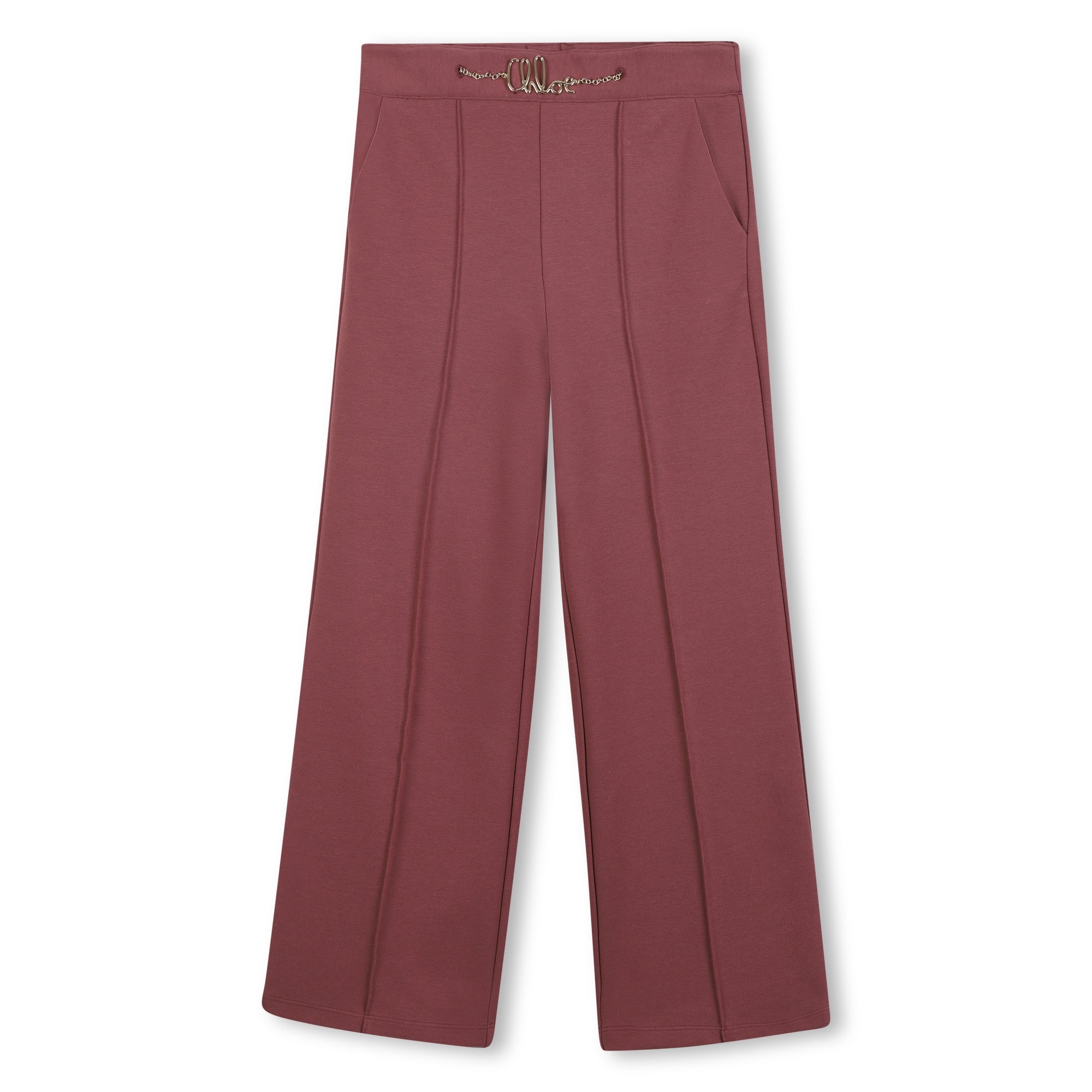Milano Trousers with Elasticated Waist and Gold Chain Logo Detail Chloe