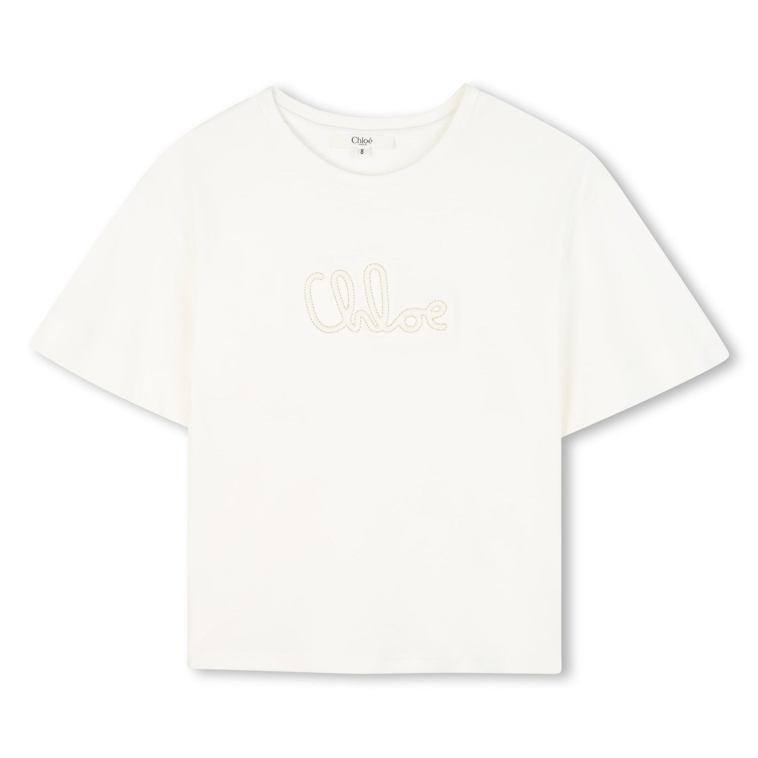 Organic Cotton Interlock Short Sleeve T-Shirt with Metallic Logo Embroidery Chloe
