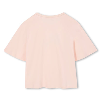 Organic Cotton Interlock Short Sleeve T-Shirt with Metallic Logo Embroidery Chloe