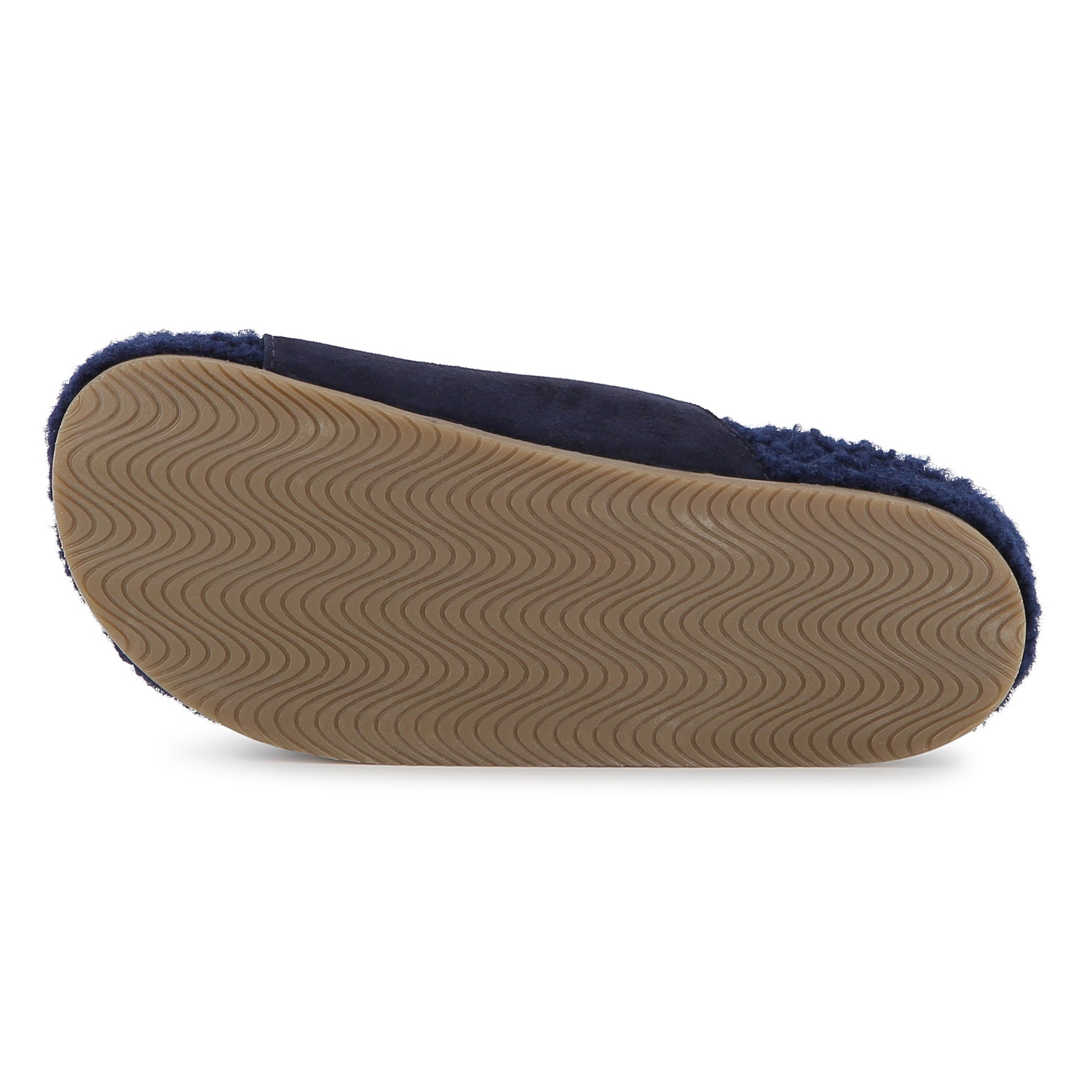 Navy Suede Sandals with Faux Shearling Insole and Gold Buckles Chloe