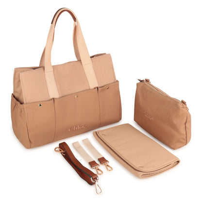 Multi-Pocket Canvas Changing Bag with Matching Accessories Chloe