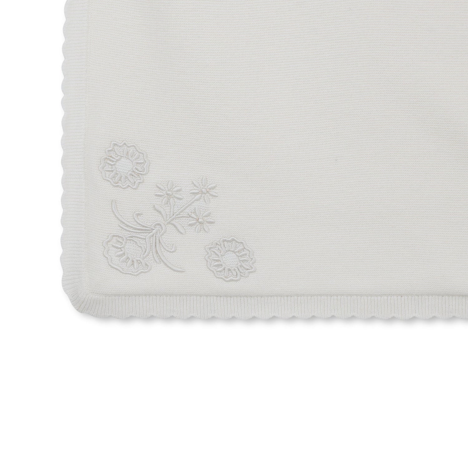 Ivory Cotton and Cashmere Baby Blanket with Embroidered Corner Details Chloé