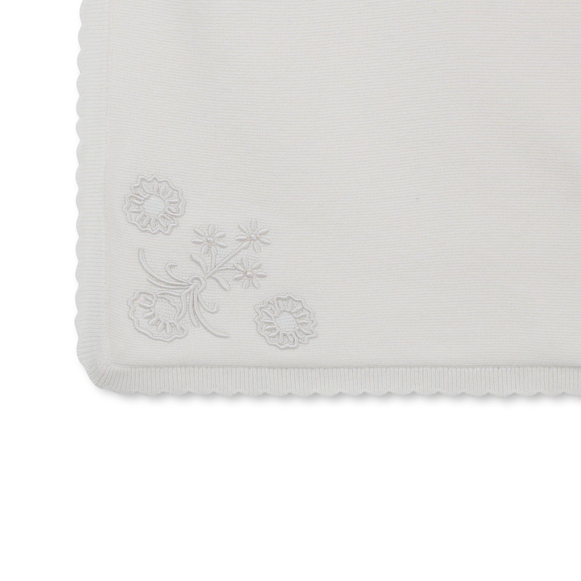 Ivory Cotton and Cashmere Baby Blanket with Embroidered Corner Details Chloé