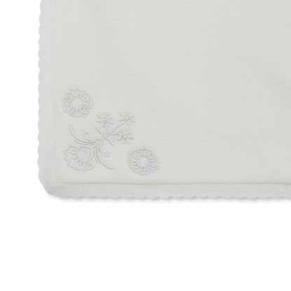 Ivory Cotton and Cashmere Baby Blanket with Embroidered Corner Details Chloé