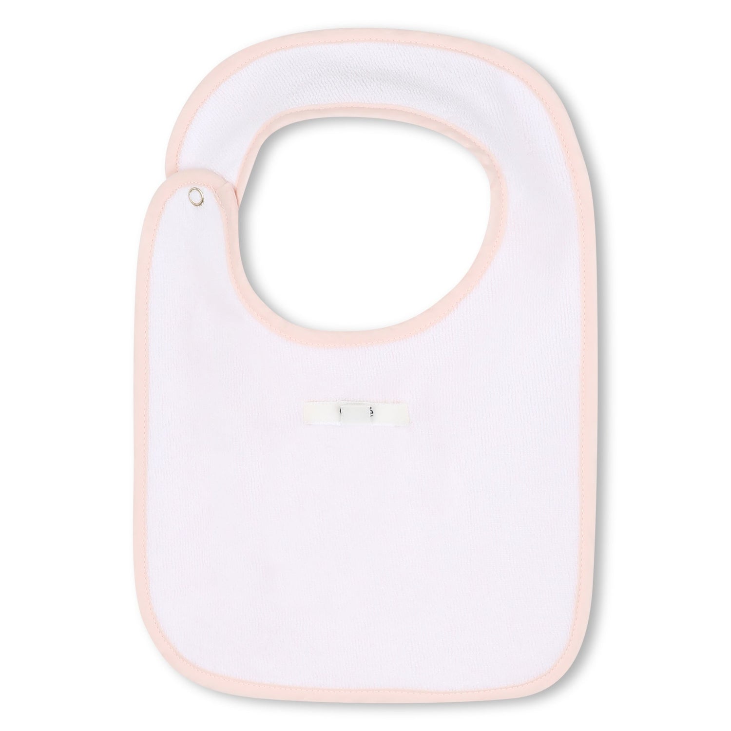 White Cotton Babygrow with Two Bibs Gift Set in Ivory and Pink Chloé