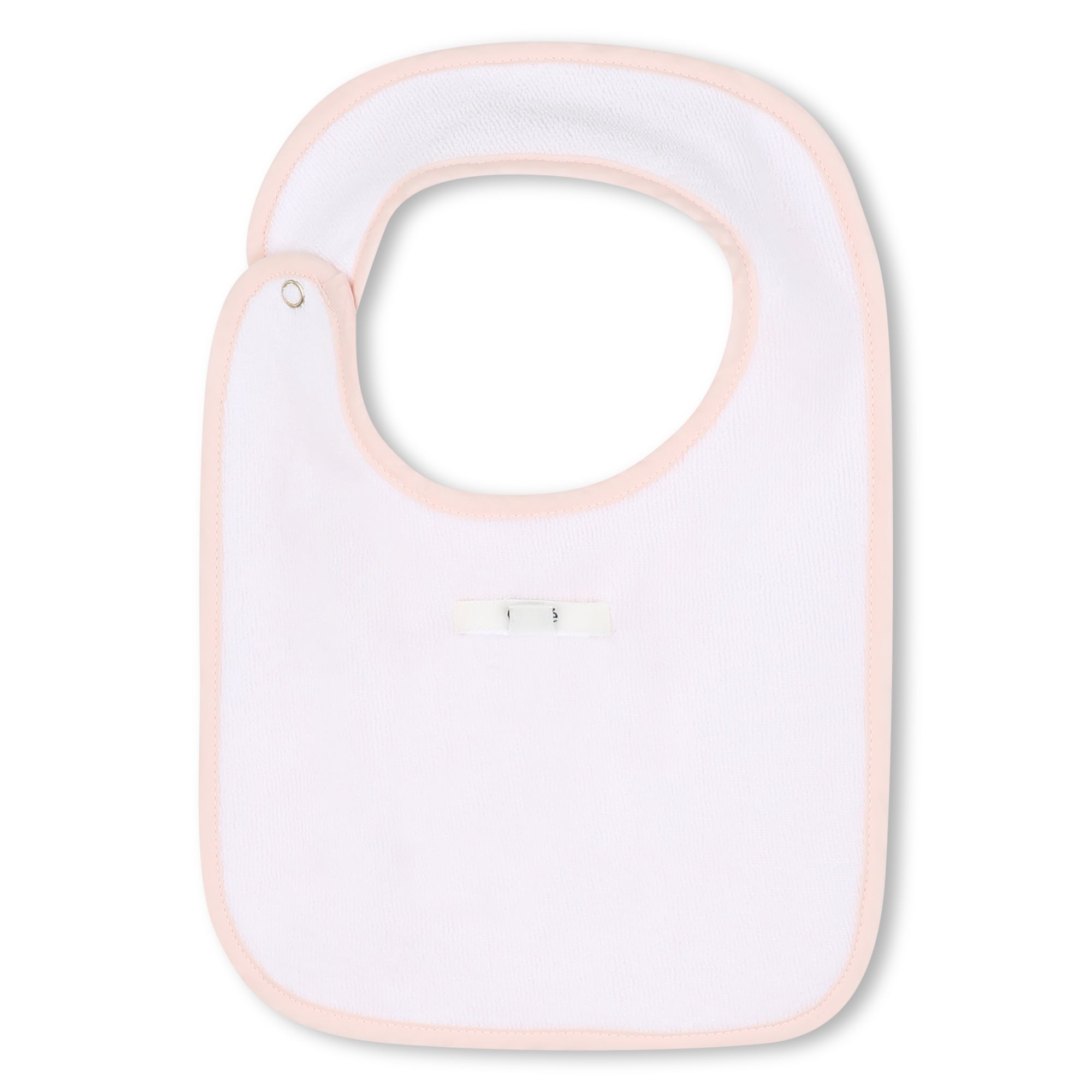 White Cotton Babygrow with Two Bibs Gift Set in Ivory and Pink Chloé