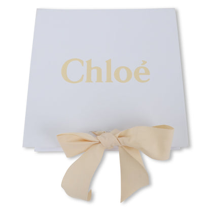 White Cotton Babygrow with Two Bibs Gift Set in Ivory and Pink Chloé