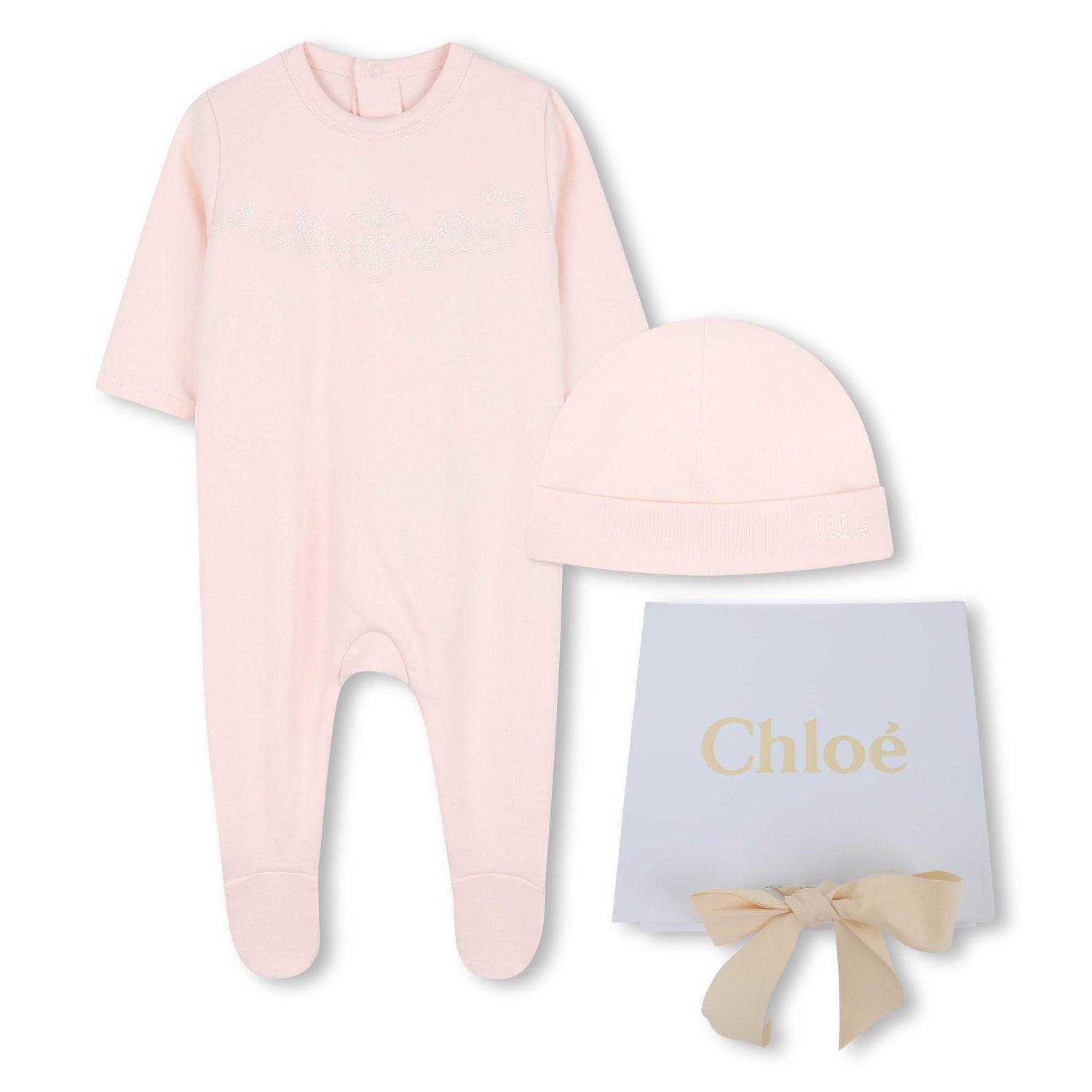 Organic Cotton Baby Pyjamas Set with Matching Beanie Chloe