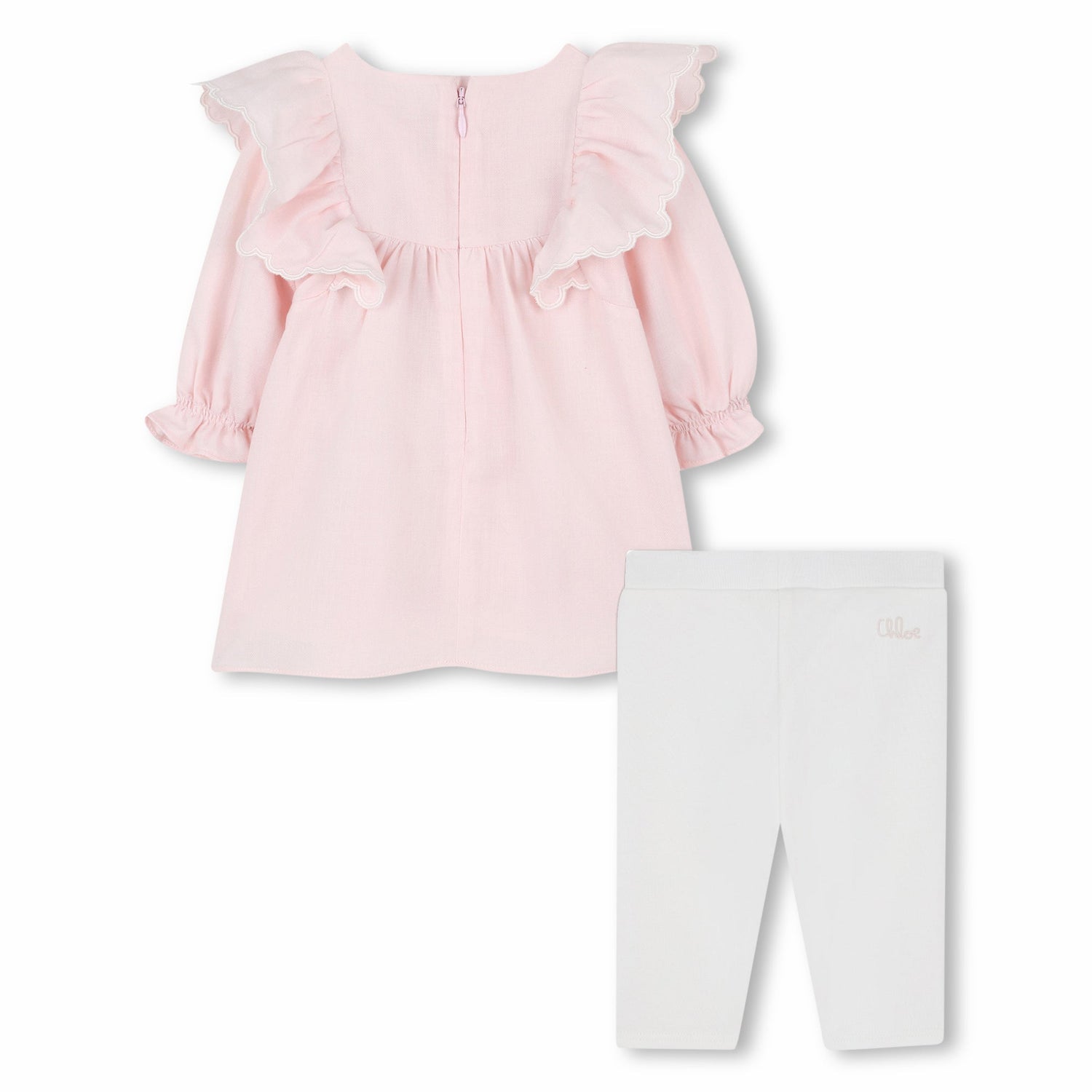 Organic Cotton Baby Dress and Leggings Set with Embroidered Detailing Chloe