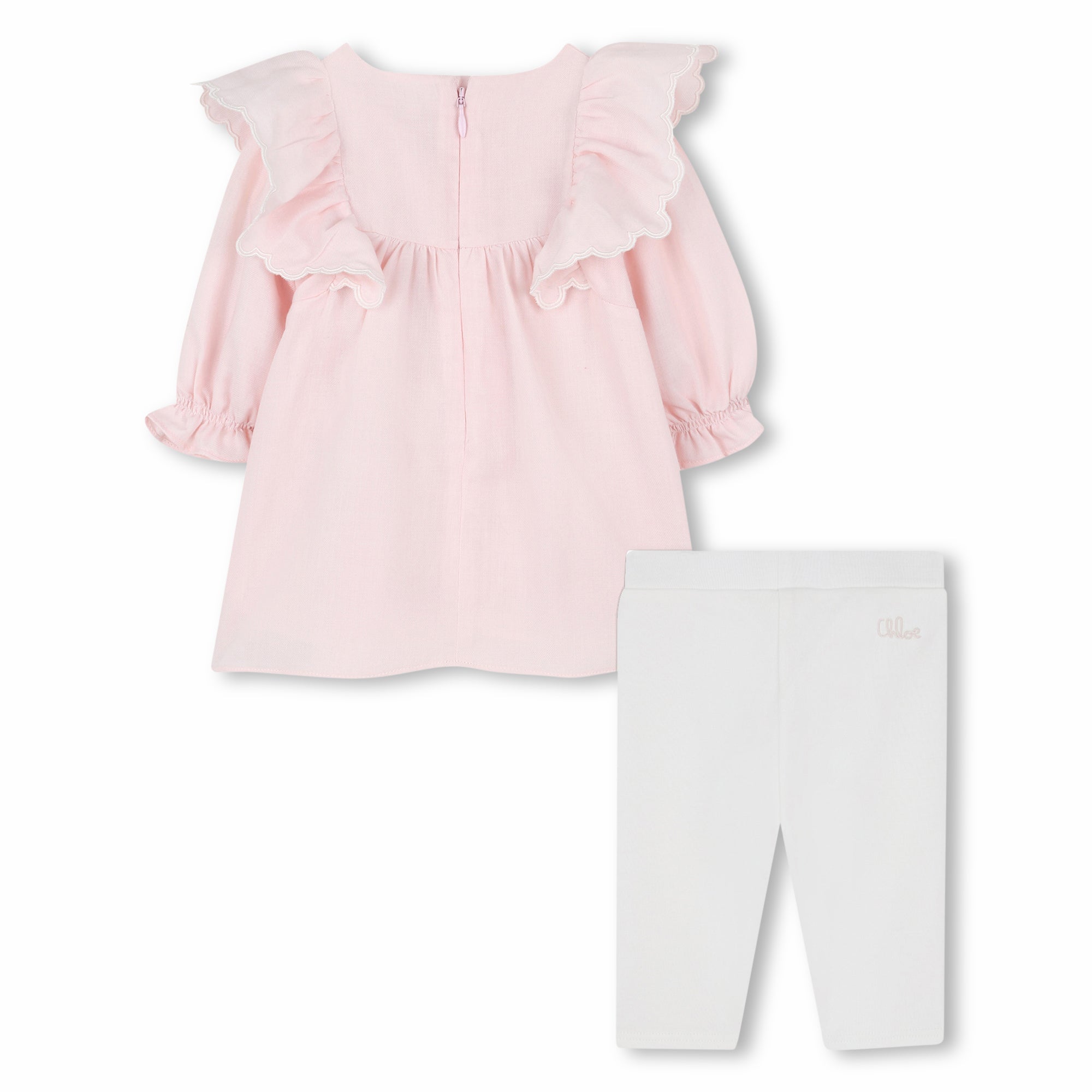 Organic Cotton Baby Dress and Leggings Set with Embroidered Detailing Chloe
