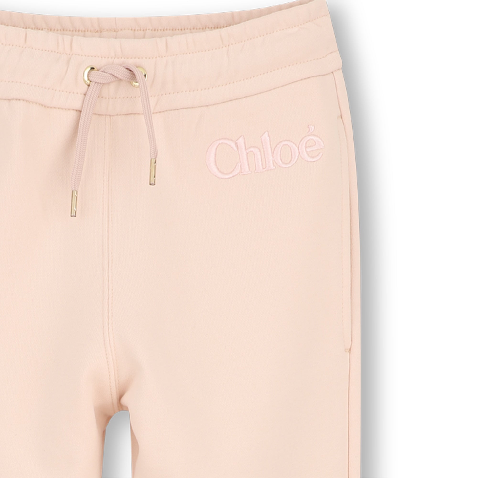 Girls Logo Embroidered Organic Cotton Joggers in Pale Pink Chloe