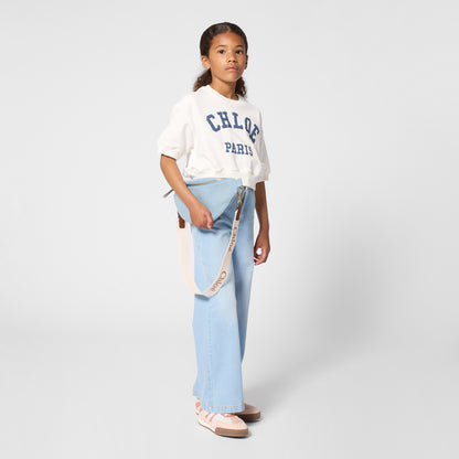 Wide-Leg Organic Denim Pants with Adjustable Waist Chloe