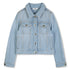 Organic Cotton Stretch Denim Jacket With Leather Back Patch, Light Blue Chloe