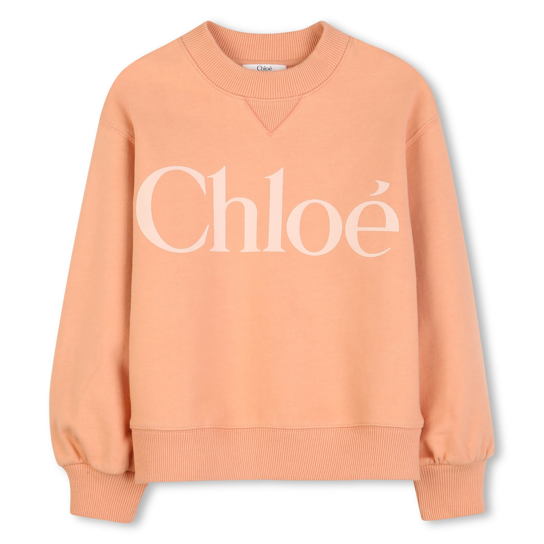 Organic Cotton French Terry Sweatshirt With Logo Print, Peach Chloe