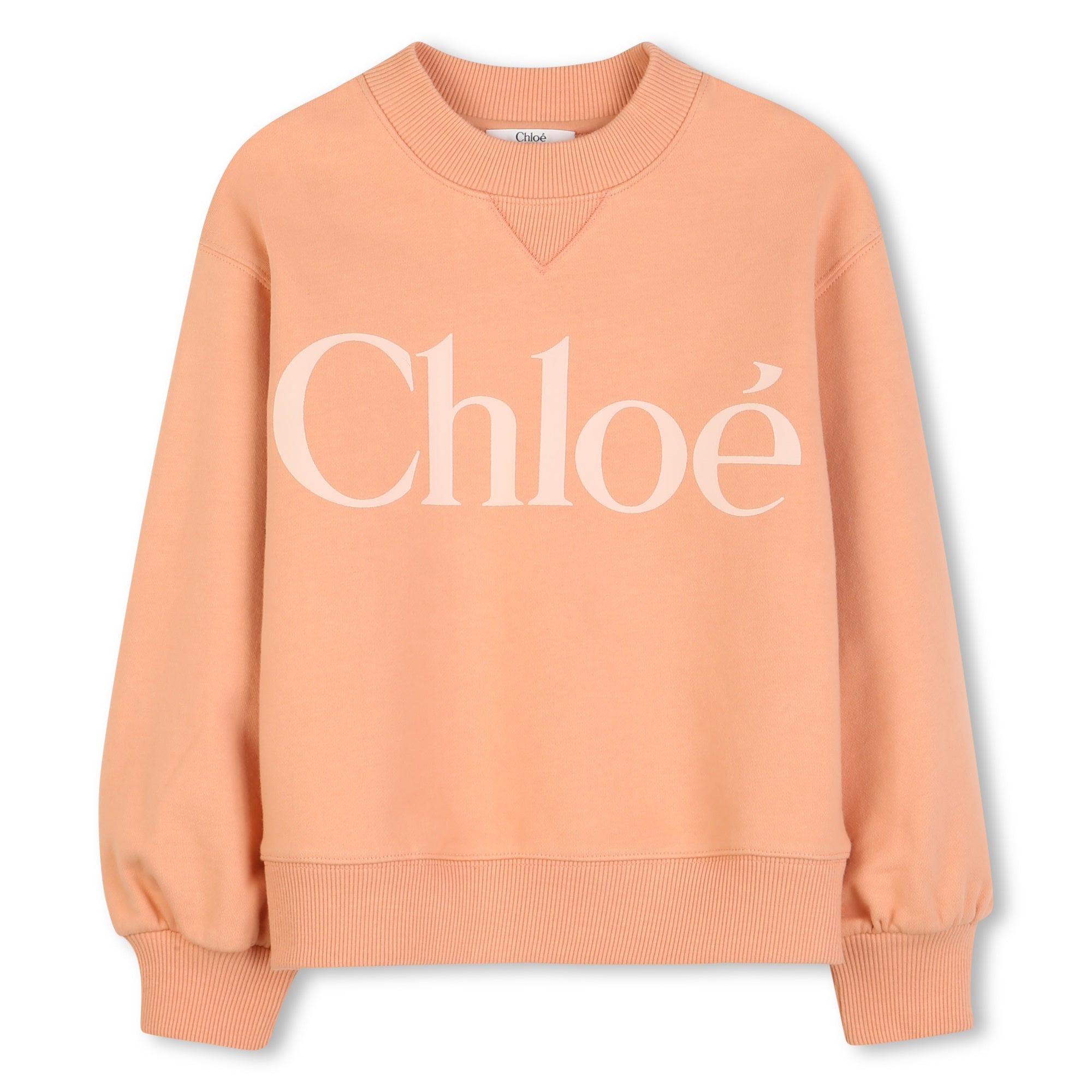 Organic Cotton French Terry Sweatshirt With Logo Print, Peach Chloe