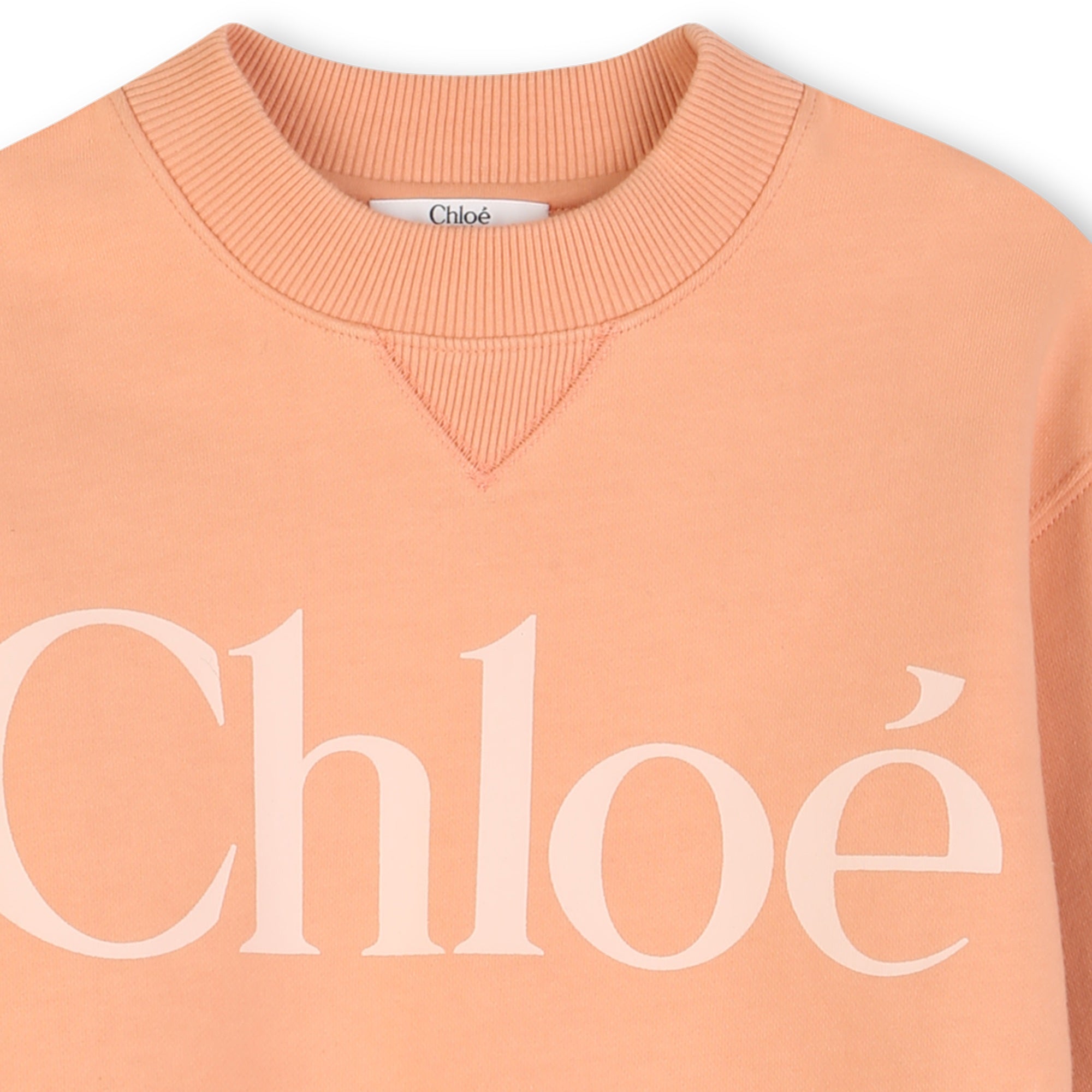 Organic Cotton French Terry Sweatshirt With Logo Print, Peach Chloe