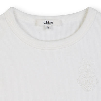 Organic Cotton Ribbed Cropped Tank Top with Embroidered Badge Chloe