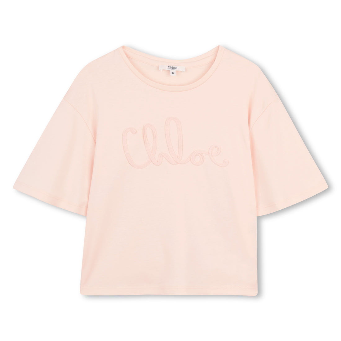 Organic Cotton Interlock T Shirt With Script Appliqué, Blush Pink Chloe
