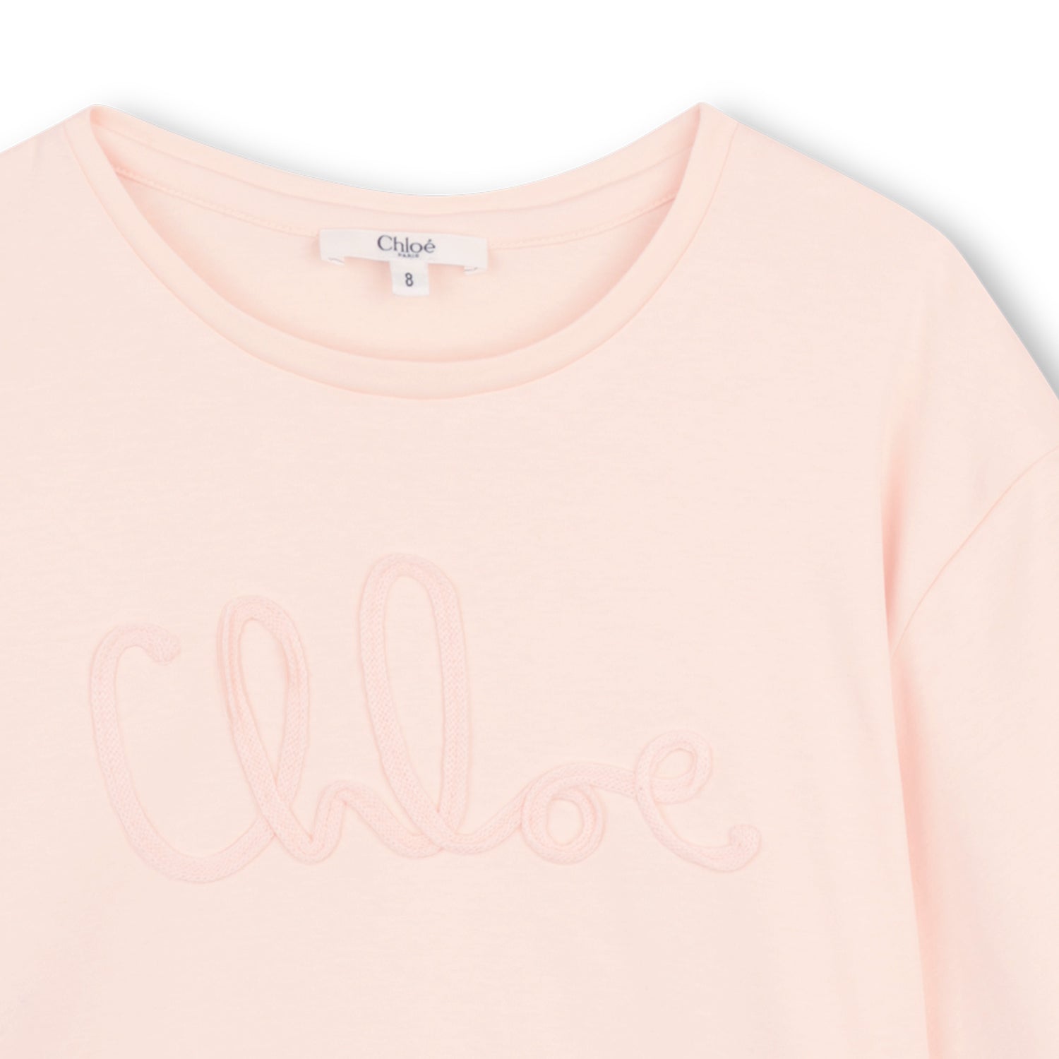 Organic Cotton Interlock T Shirt With Script Appliqué, Blush Pink Chloe