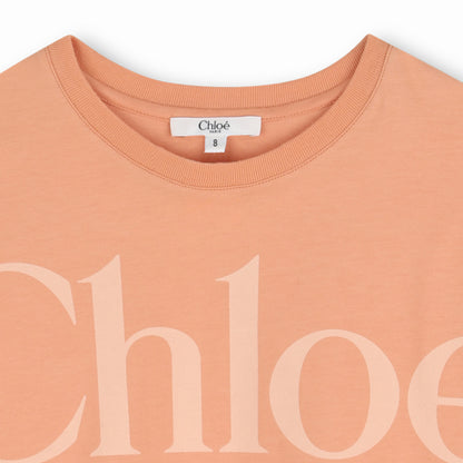 Organic Cotton Jersey Cropped Tee Shirt with Front Logo Print Chloe