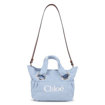 Organic Cotton Canvas Tote Bag with Leather Shoulder Strap and Front Embroidery Chloe