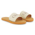 Cotton Canvas Slide Sandals With Logo Strap, Ivory And Tan Chloe