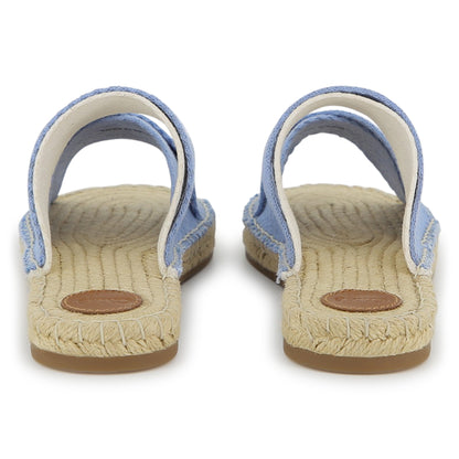 Rope Sole Sandals With Branded Grosgrain Straps, Light Blue Chloe