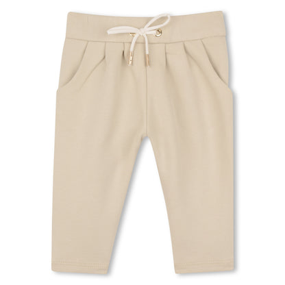 Baby Organic Cotton French Terry Cardigan And Joggers Set With Embroidered Collar, Cream Chloe