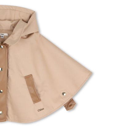 Laminated Cotton Canvas Cape with Hood Chloe